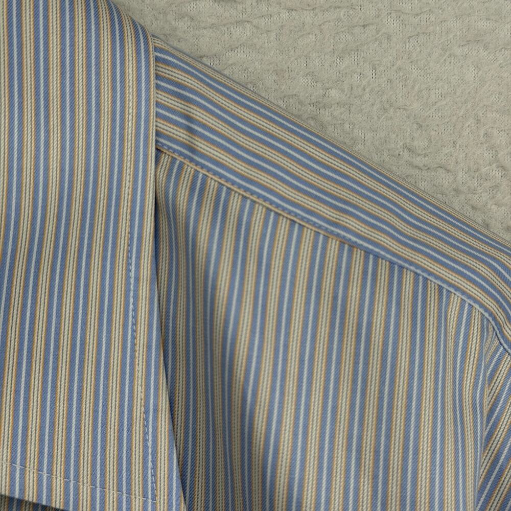 BROOKS BROTHERS Shirt Mens 18 35 Dress Striped Egyptian Cotton Blue USA VTG